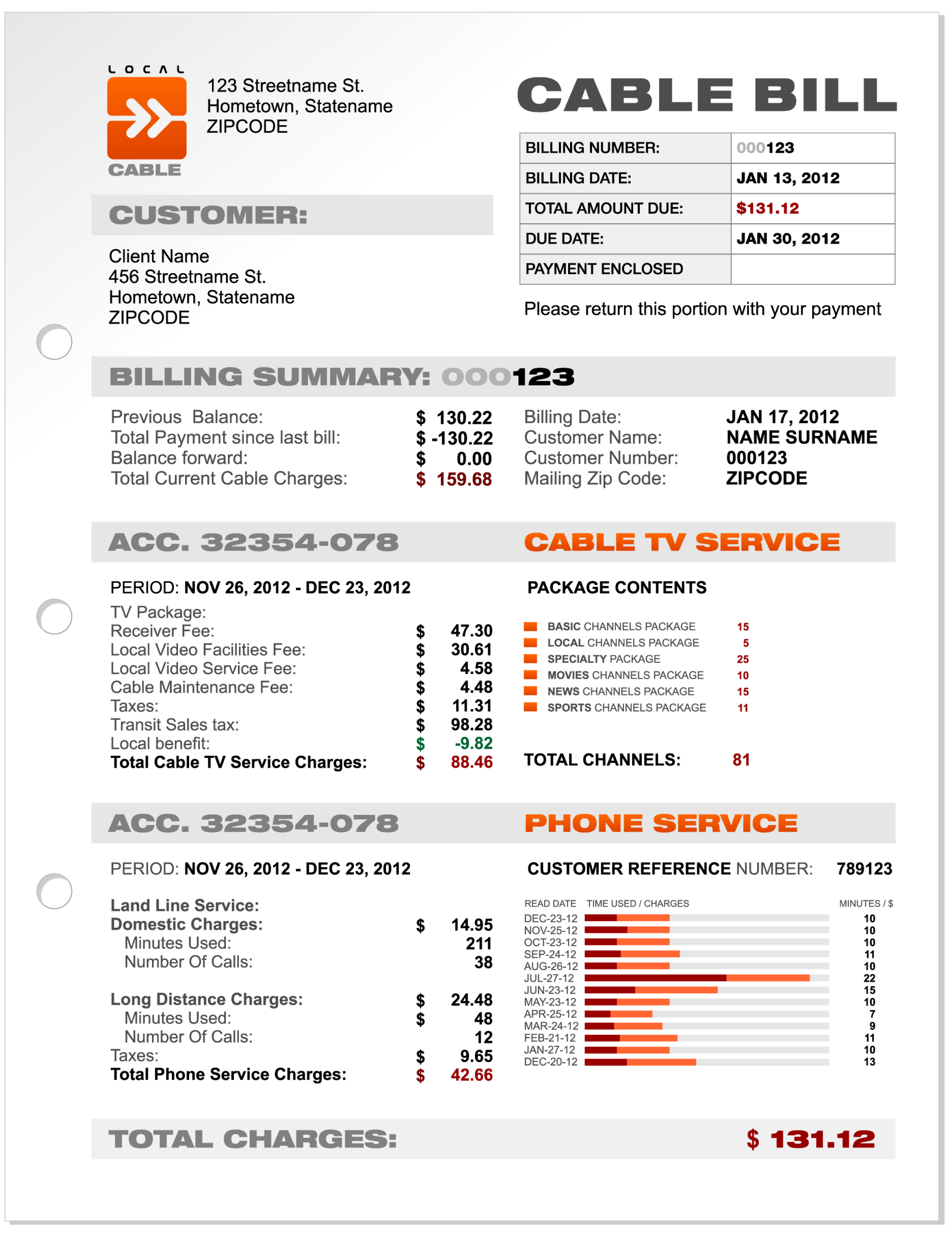 Utility Bill e g Gas Water Electricity Ontega Support